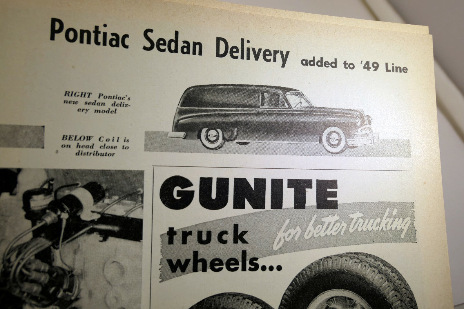 Pontiac sedan 1949 clippings review article commercial car journal