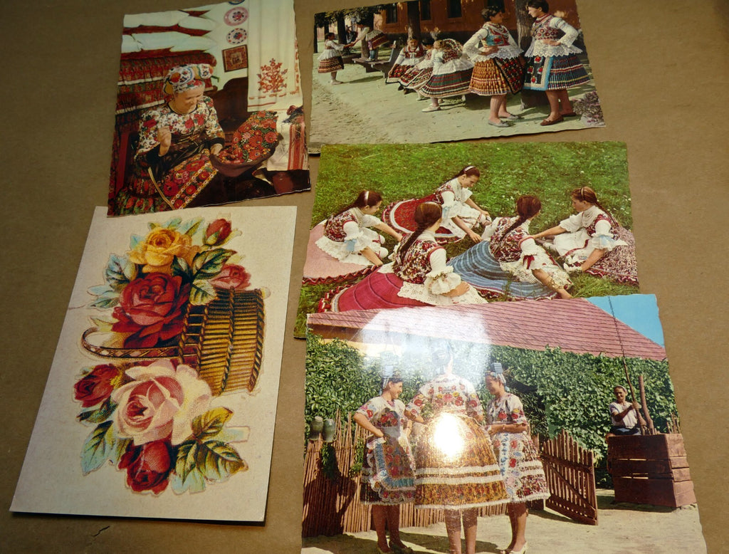 Hungary magyar traditional costume girls postcard 1900's lot of 5 pack unposted