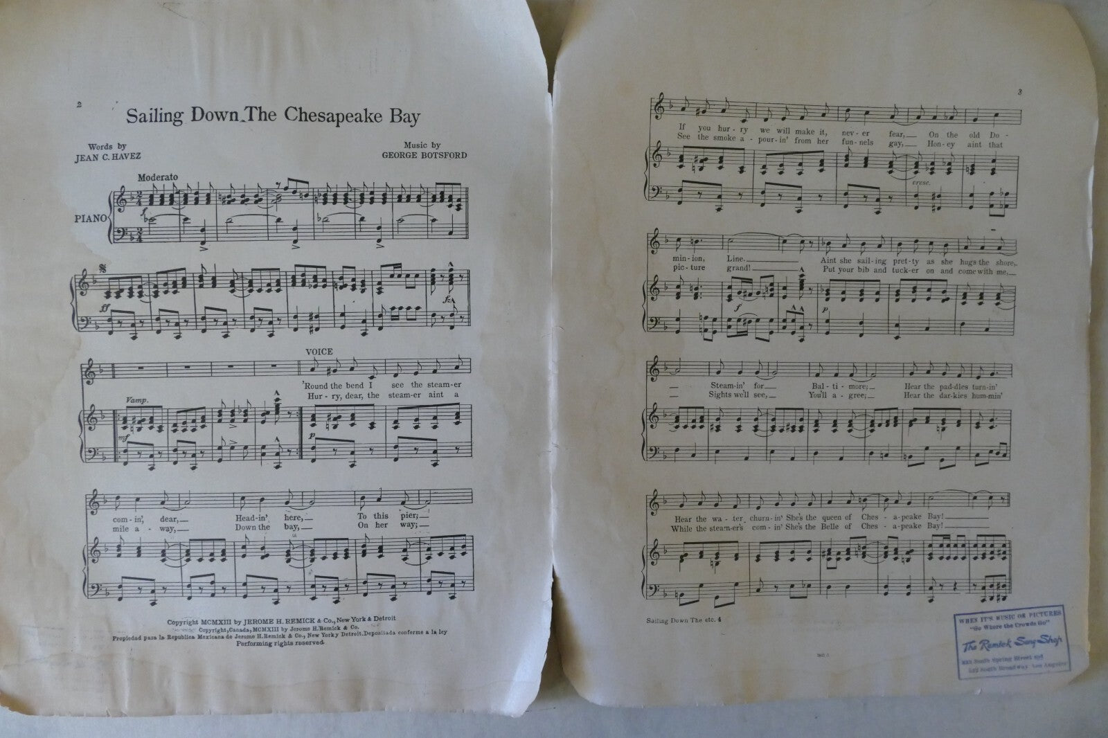 Sailing Down The Chesapeake Bay, 1913, by Jean C. Havez and George Botsford