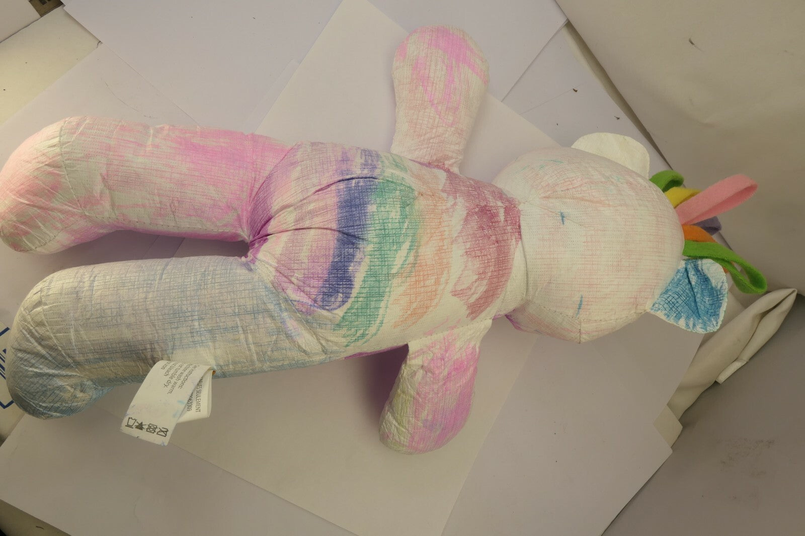 ALEX 14" RAINBOW Bear Plush Polyester Fiber 2006 colorful - USED