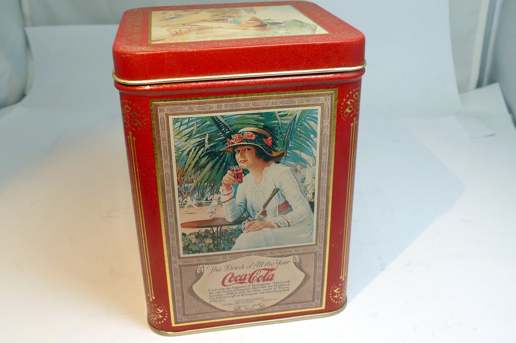 Vintage Coca-Cola Tin Can 1994 Red & Gold "Enjoy Thirst" Drink rectangle  5.5"
