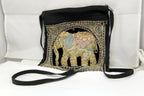 Shoulder Bag Handcrafted Myanmar Sequin Embroidered Tapestry Elephant Antique