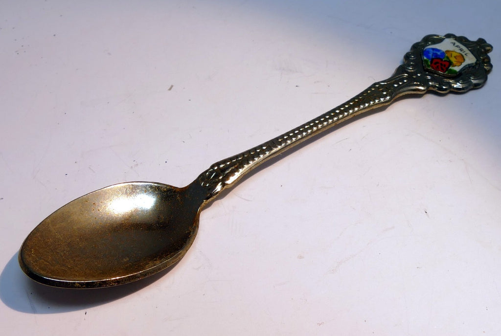 April Souvenir Spoon Collectible Enamaled made in Germany