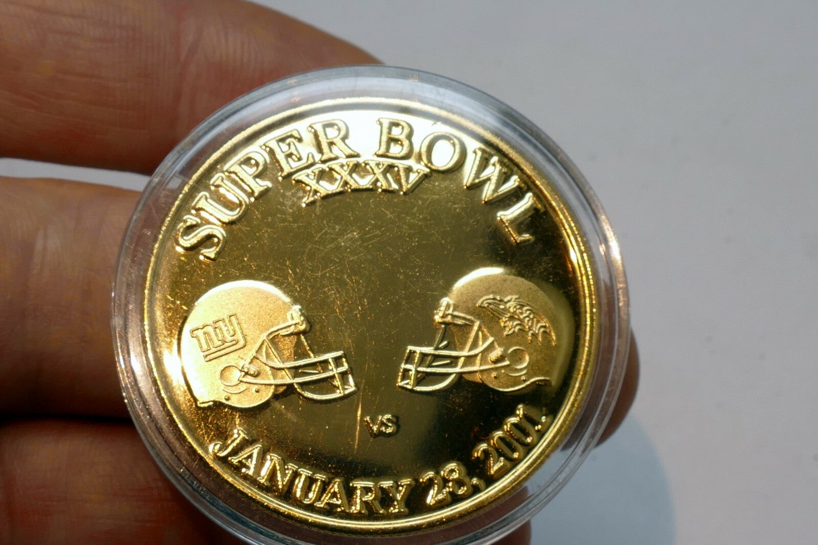 Super Bowl xxxv token 2001 Tampa Florida Giants vs Ravens  round