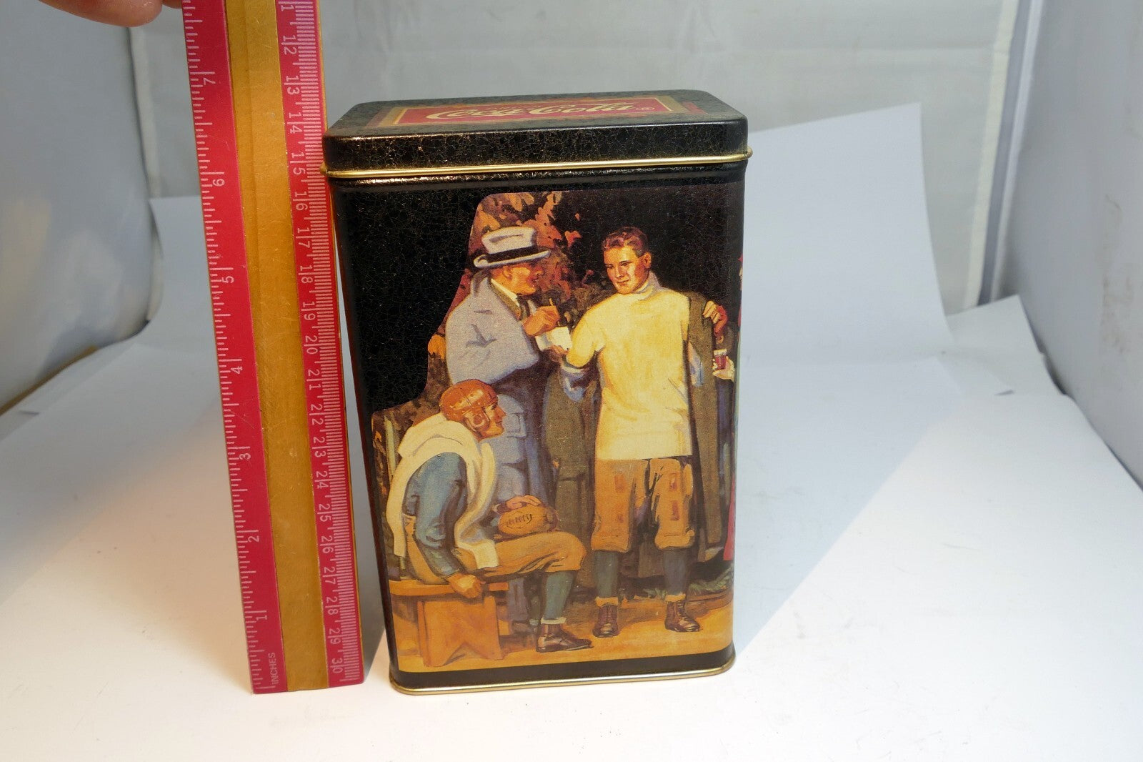 Coca-Cola Tin Can  Red & Gold "Delicious and Refreshing" Drink rectangle  6"