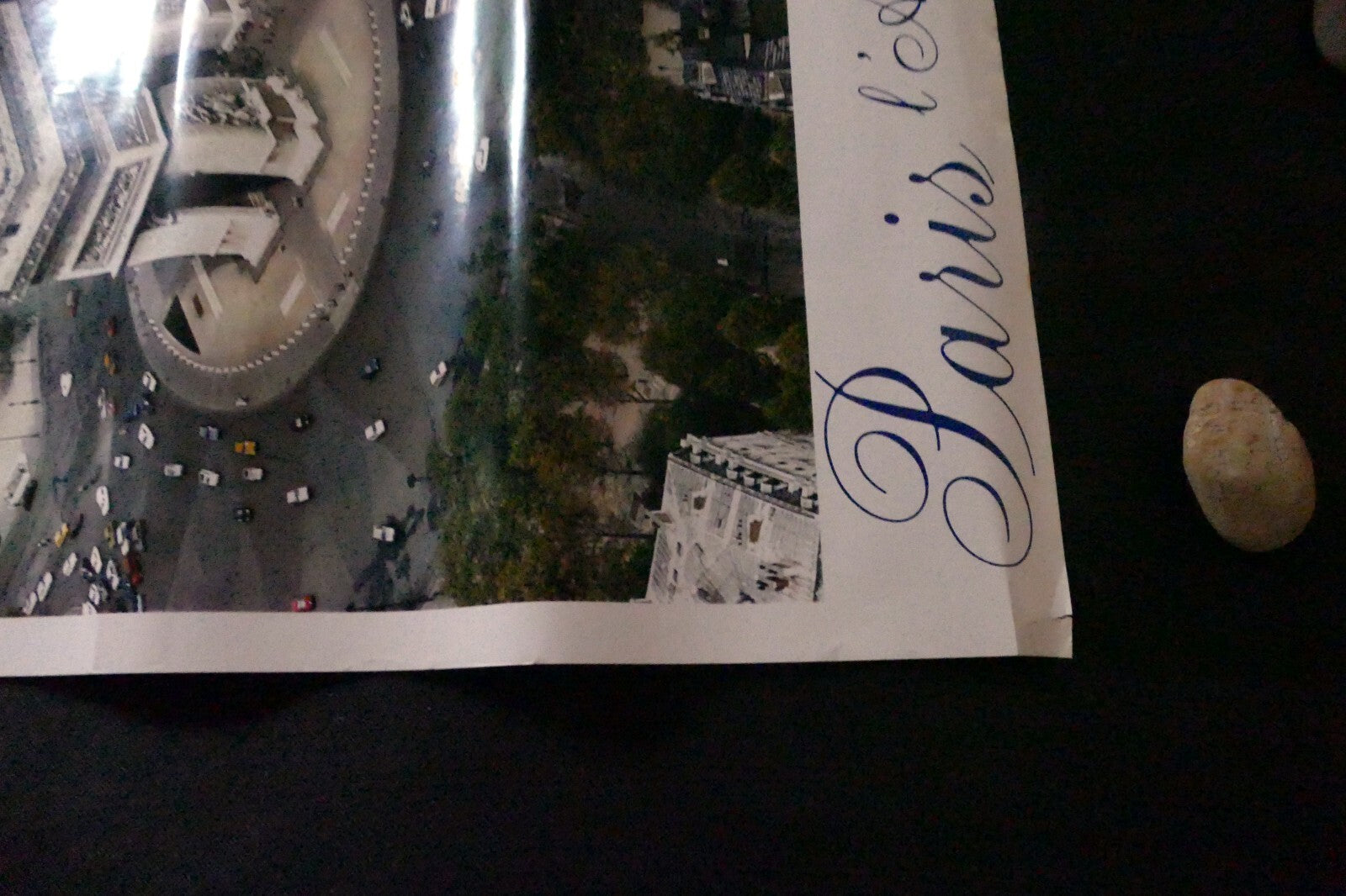 Paris France Arc de Triomphe Poster Print Aerial View Photo 1970's 21X28"