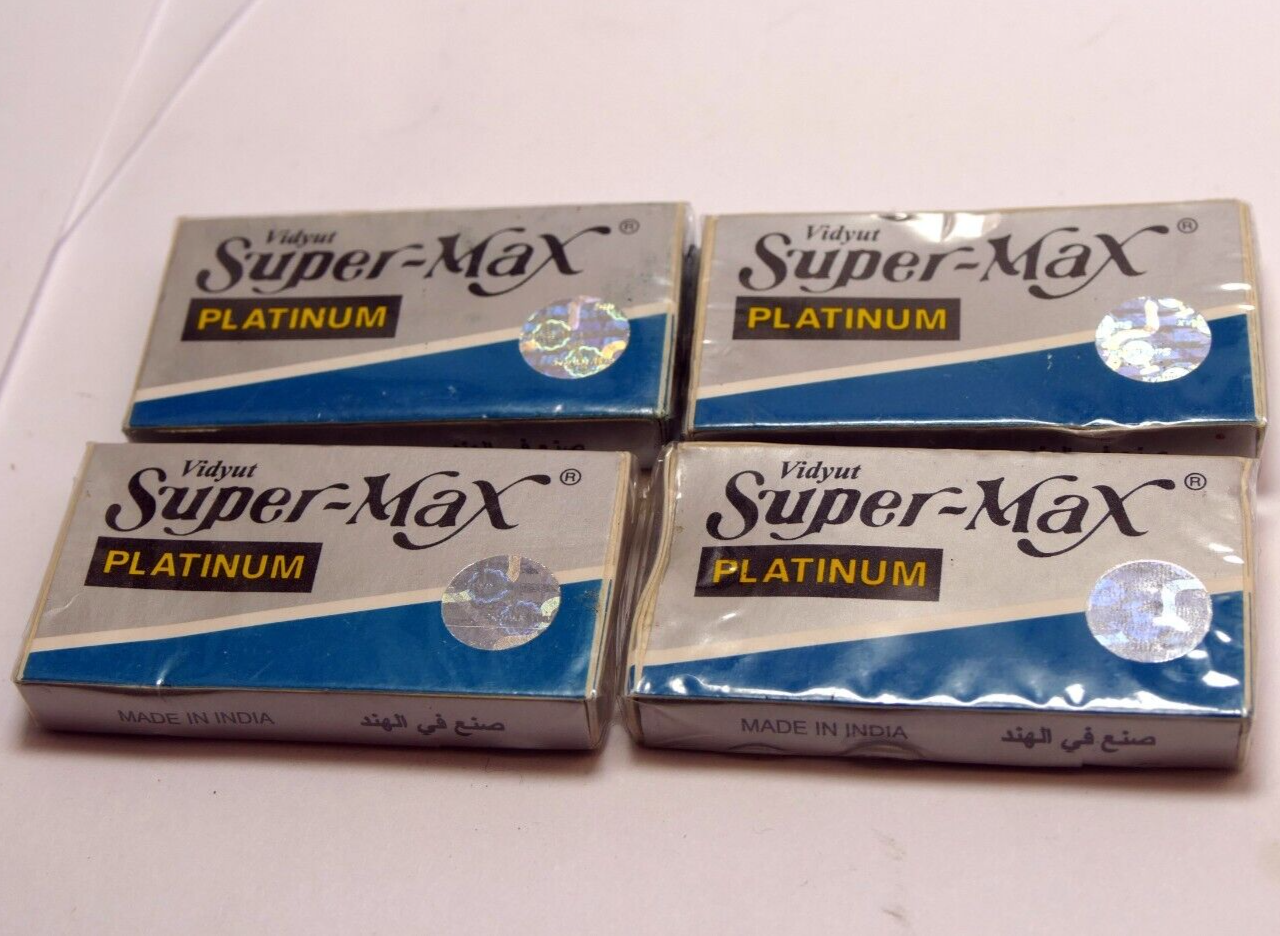 20 vidyut supermax double edge platinum razor blades 4   5 pack lot