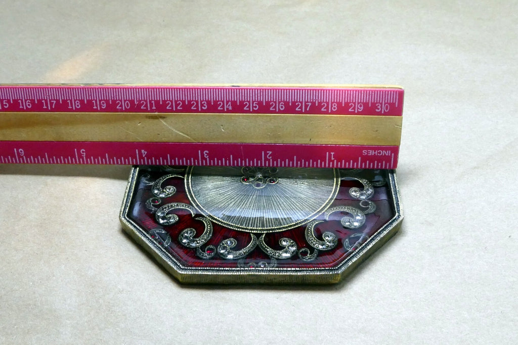 Jeweled  Coasters Floral design Red Enemeled  Hexagon 4X4"