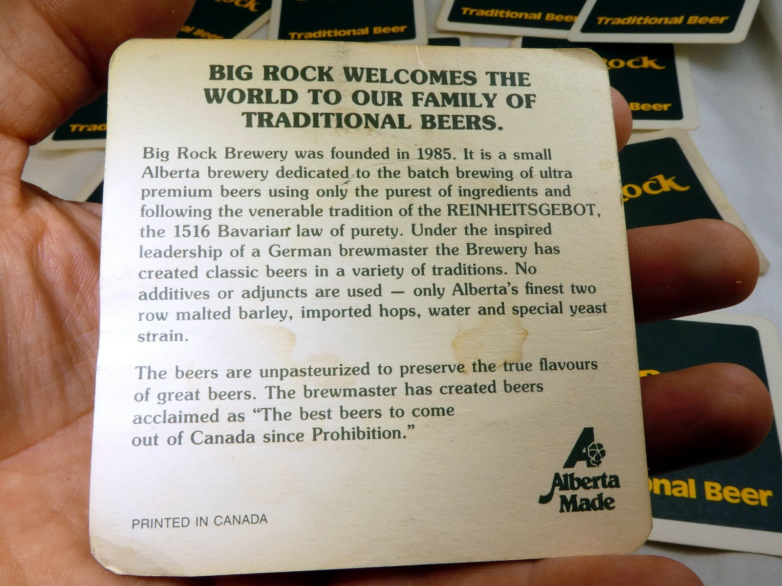 BIG ROCK Brewery Alberta Canada Bar Coaster Beer lot 15