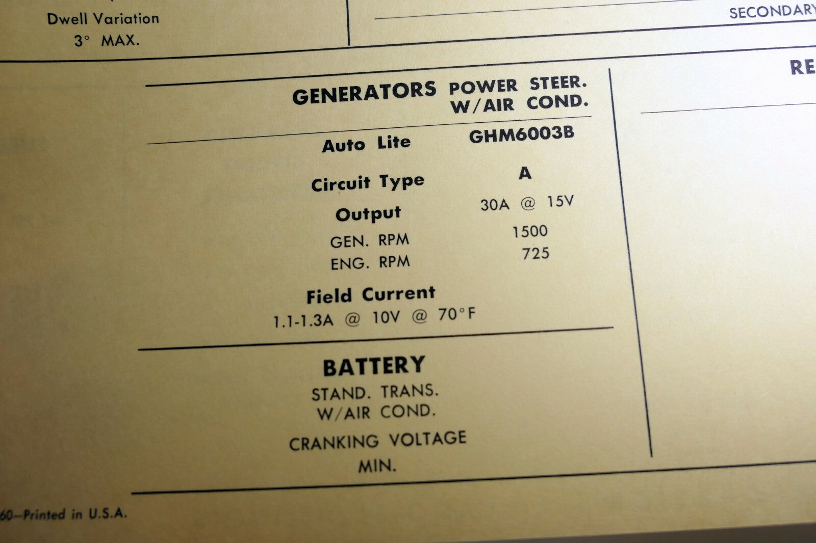 1956 Chrysler Windsor C71 Power Pak Sun Electric Car Specs Sheet Chart manual