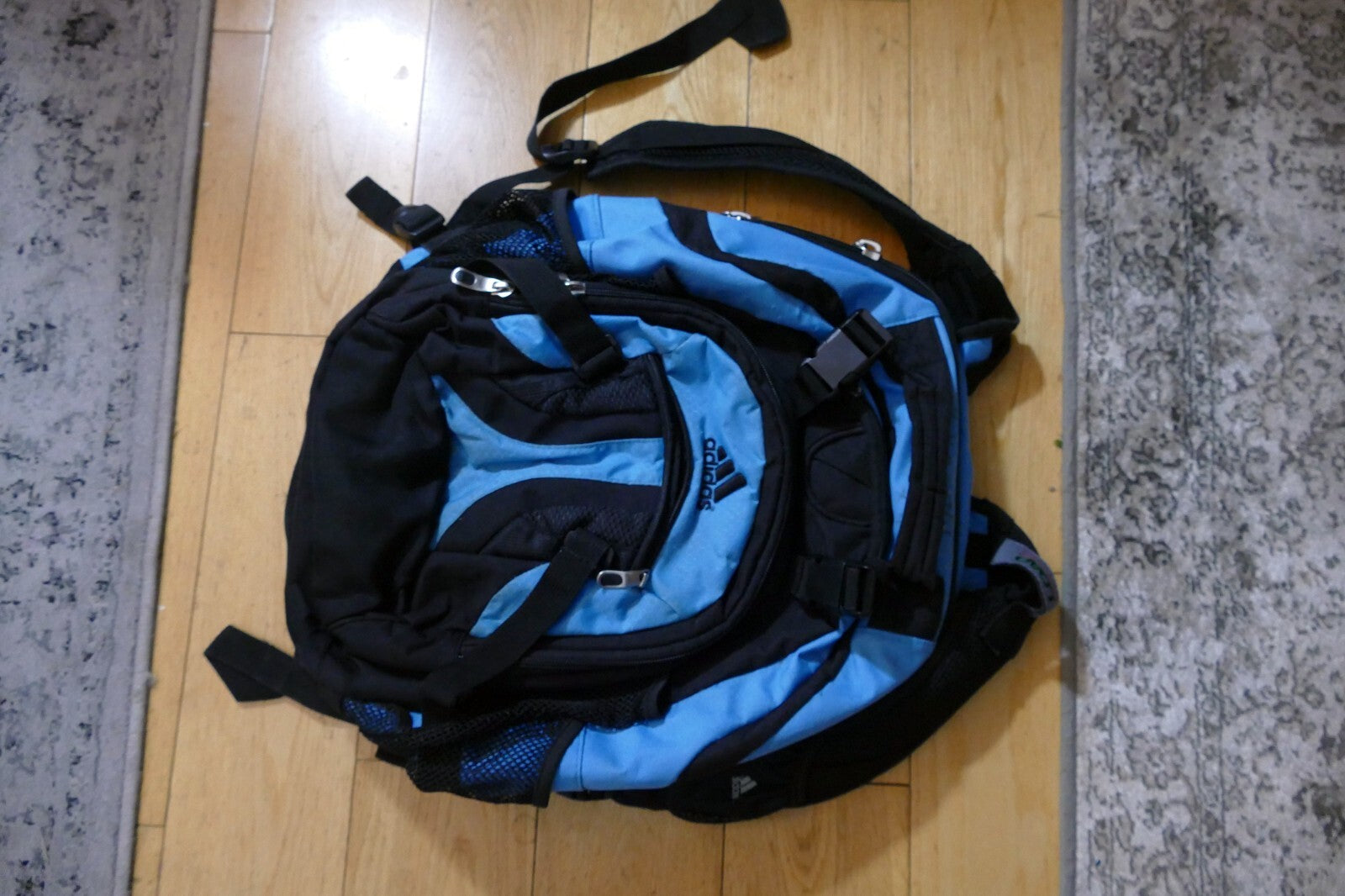 Adidas Load Spring Laptop Backpack Blue Black 4 Zip Pockets XL Large