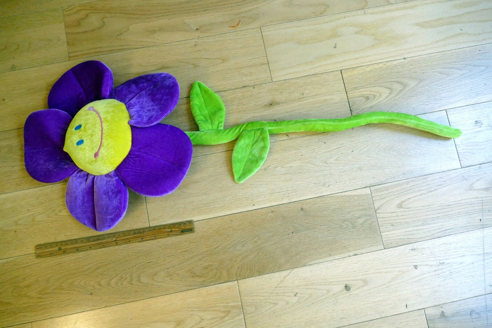 Large Smiling Sunflower Flower Soft Plush Stuffed Toy 34" long good day 