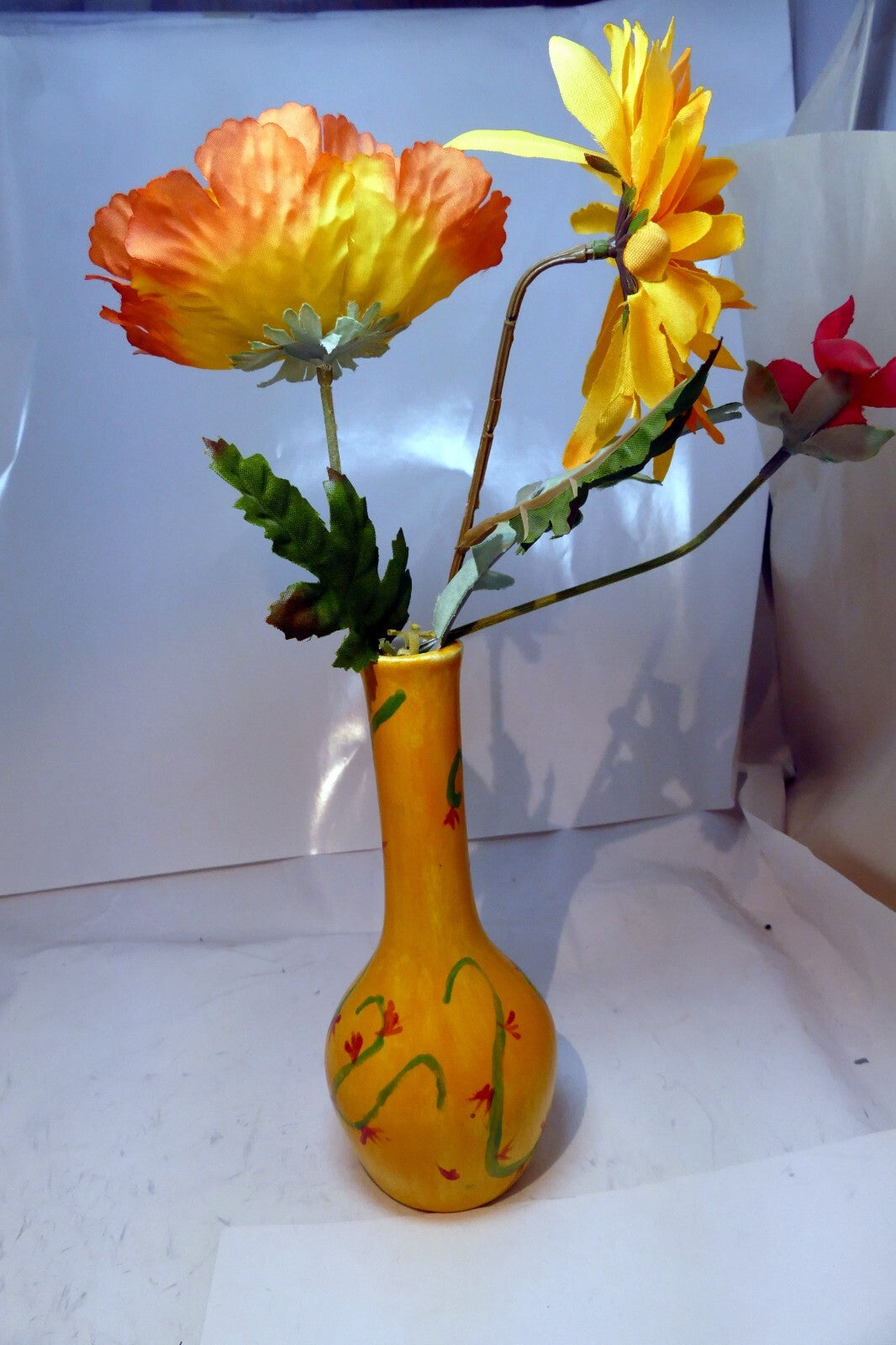 Alison 7" Yellow Glazed Vase, Flower Vase 17cm tall