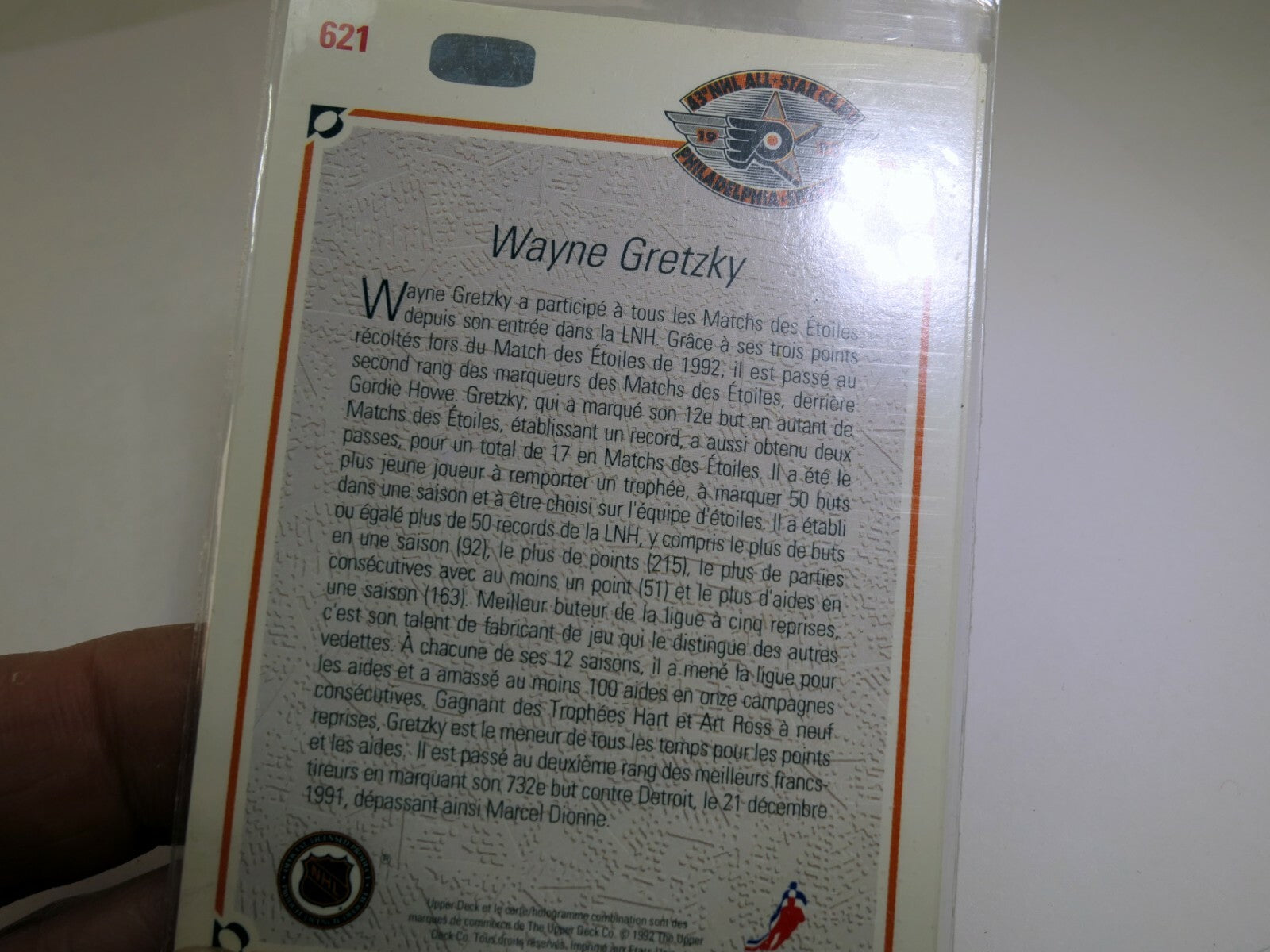 1991 Upper Deck All Star Card # 621 Wayne Gretzky Campbell Conference Center