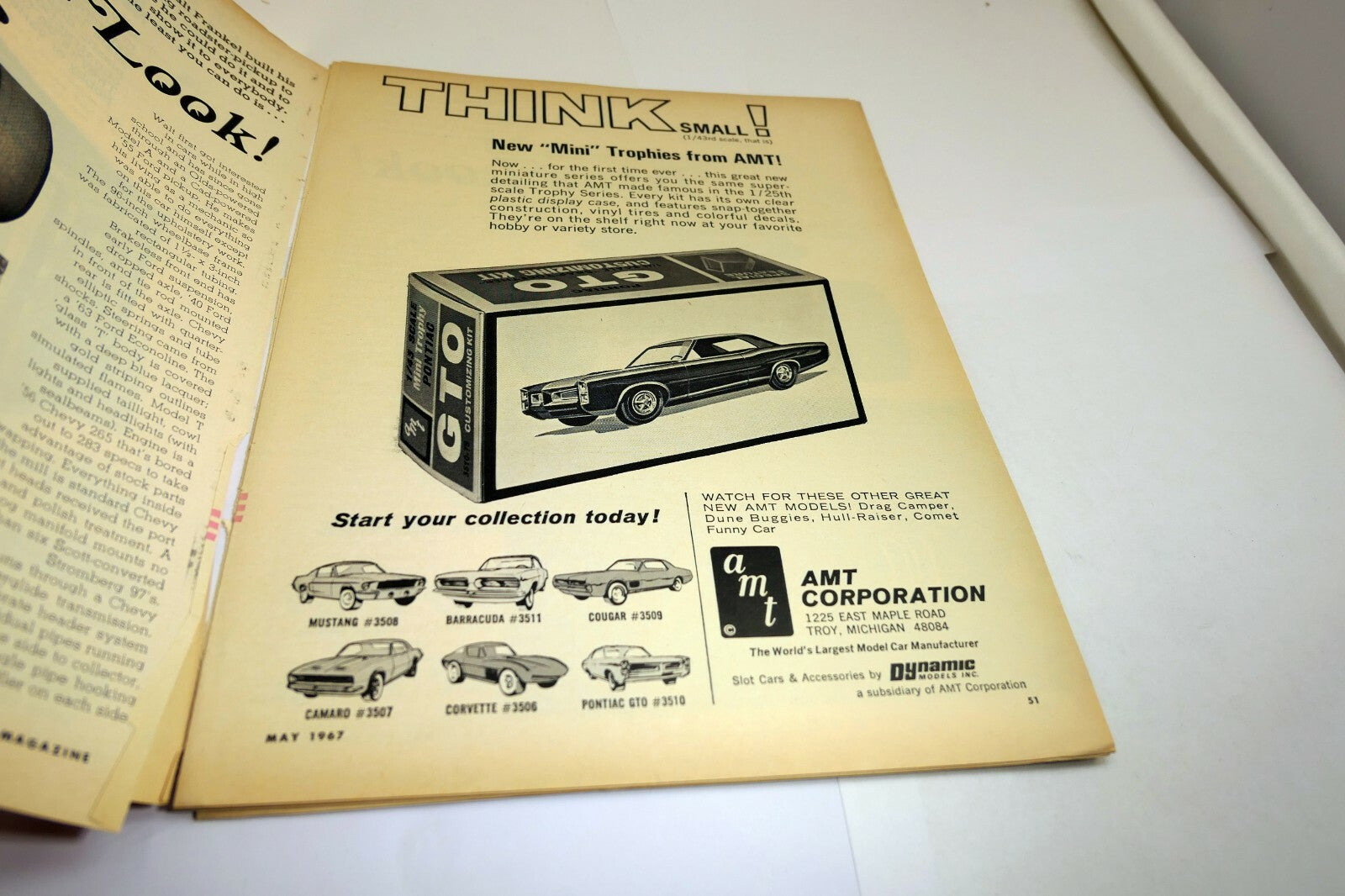 1967 GTO Pontiac AMT Mini Trophies clippings Advertisement  Ad