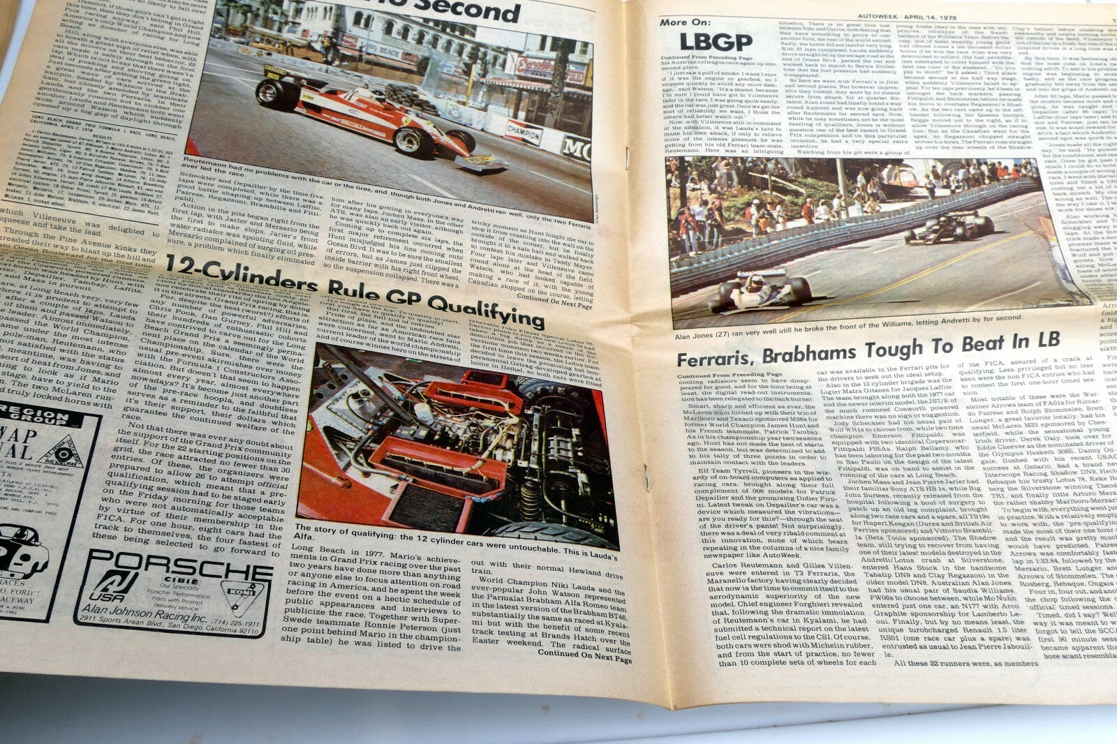 April 1978 Auto Week Magazine Reutemann wins Long beach GP, GT Camaro testing