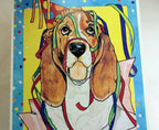 Lets party postcard animal shelter north shore league dog basset hound 1980'