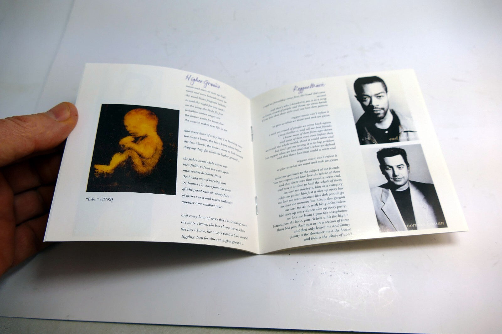 INLAY Cover ART Only NO Case, or CD included - UB40 Promises and Lies