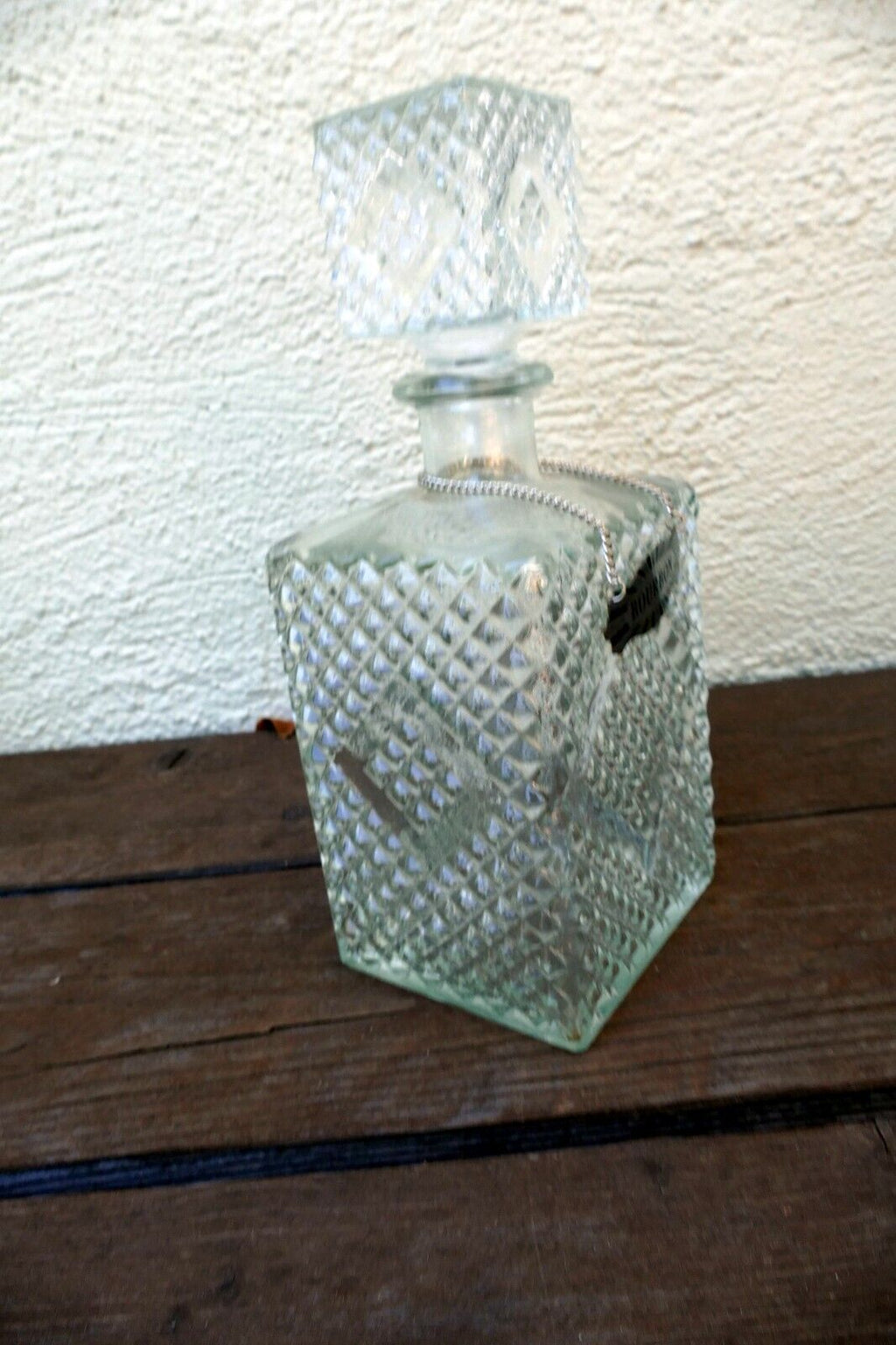 1 Litter Glass Decanter With Stopper 10" tall "Bourbon" square