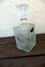 1 Litter Glass Decanter With Stopper 10" tall "Bourbon" square