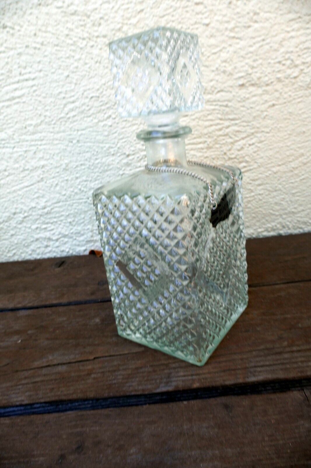 1 Litter Glass Decanter With Stopper 10" tall "Bourbon" square