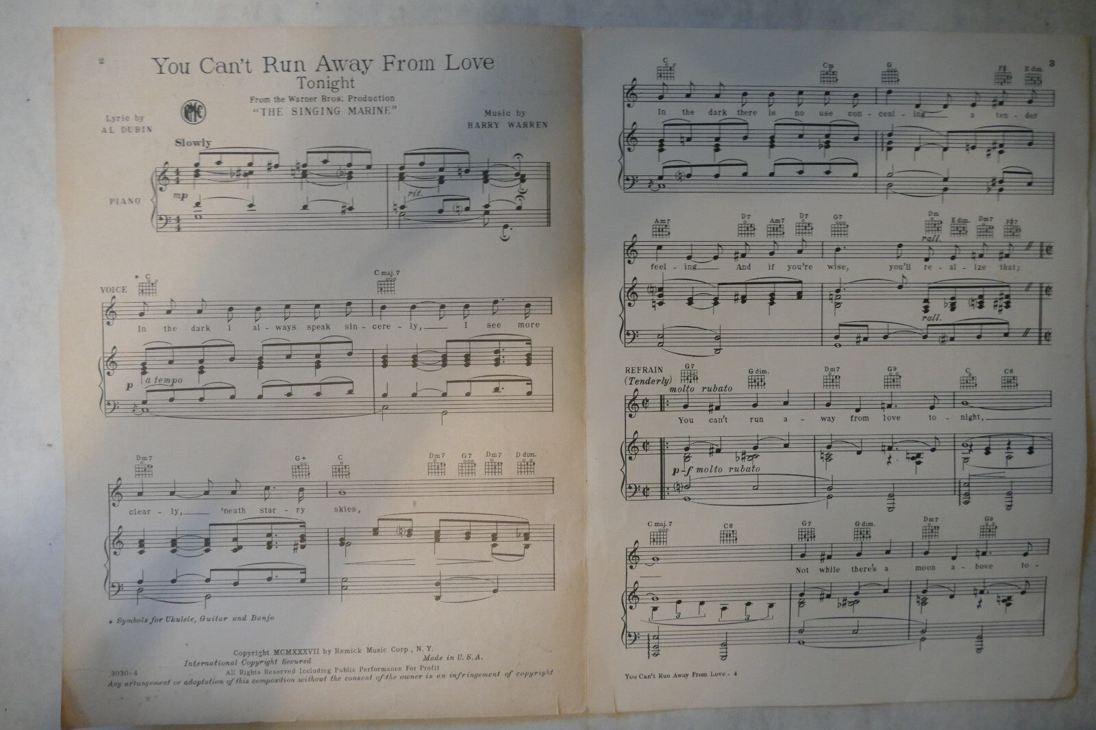 You Can't Run Away From Love, 1937, "The Singing Marine", Al Dubin, Harry Warren