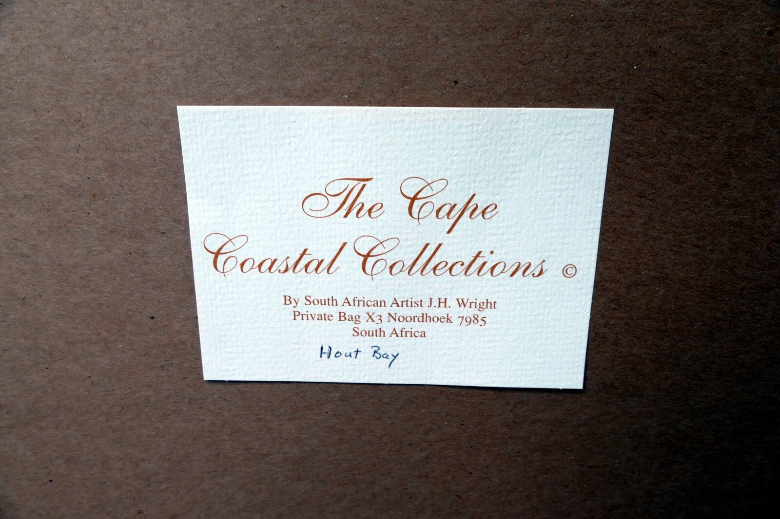 J H Wright Print Lithograph "Hout Bay" Cape collection 10X3.5" Signed