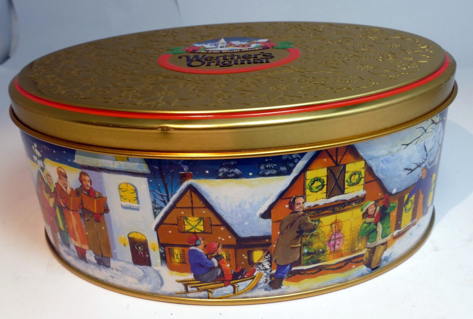 Werther's Original Candy Tin empty container  Christmas eve family snow winter