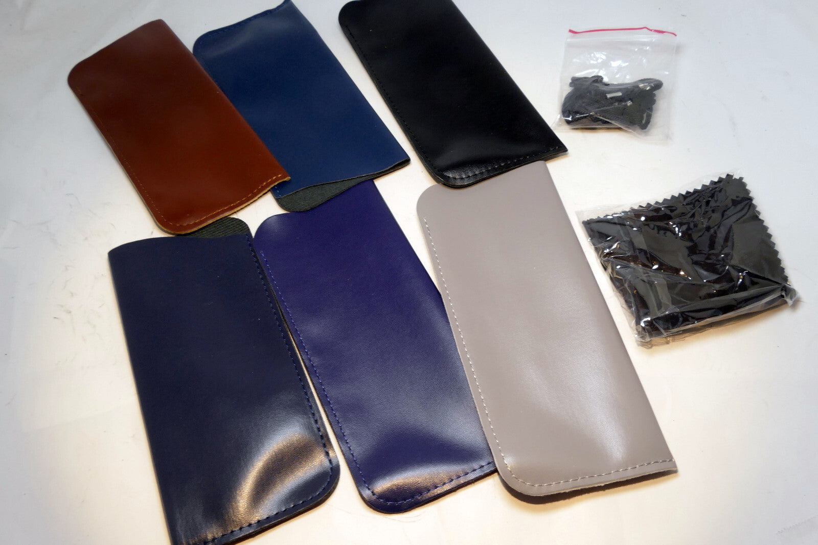 Soft PU Leather / Suede Sunglasses Case Eyeglasses - Pack of 6 lot multi-color