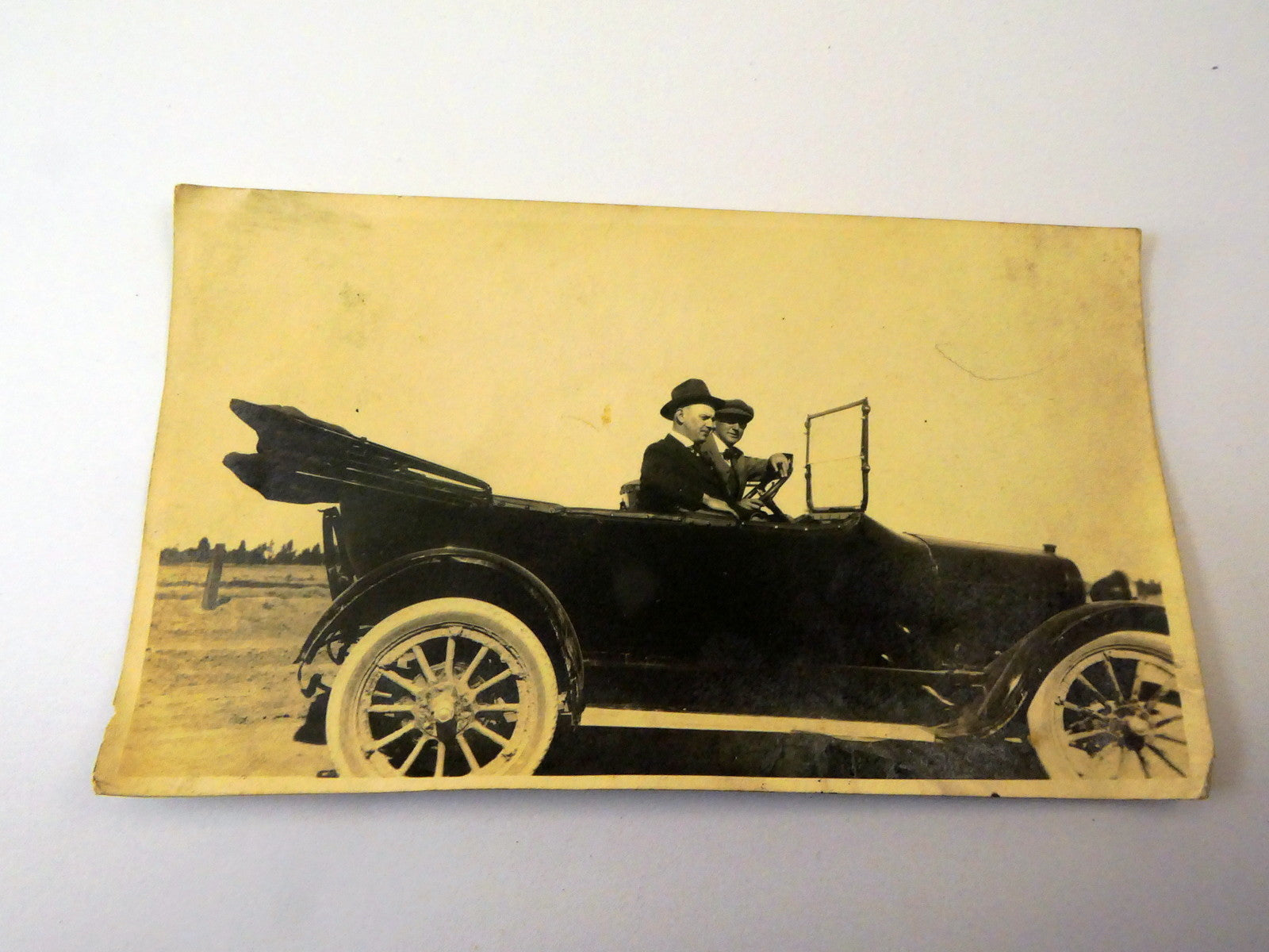 Picture of Two Gentleman in Car VINTAGE ANTIQUE Photograph 5X3" 1917 California