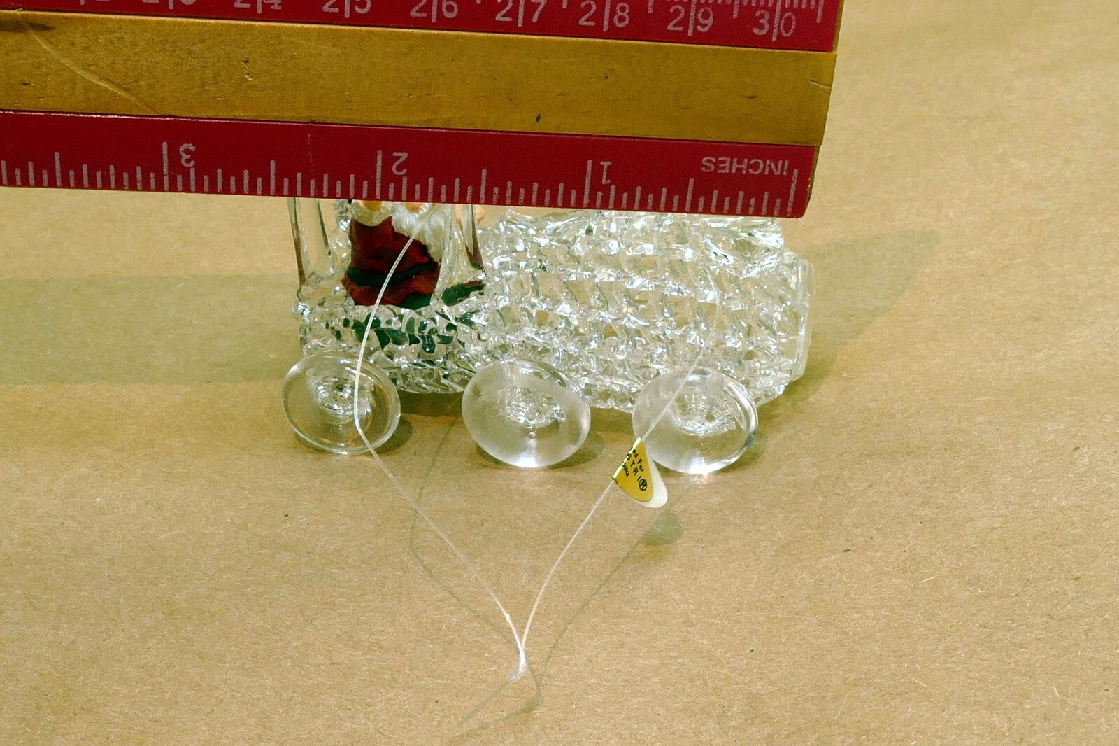 Spun Glass Crystal Christmas Ornament  Santa Claus driving engine train
