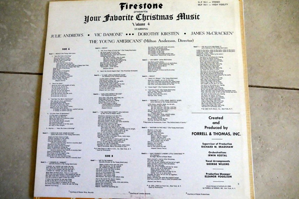 Firestone Your Favorite Christmas Music Volume 4 Stereo LP SLP-7011