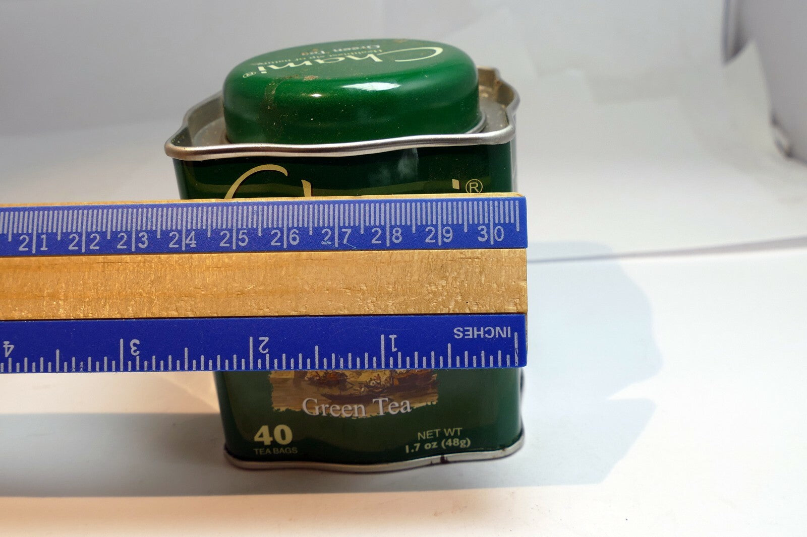 Empty Tin Box Tea can Chami Green tea  3X3X3" 