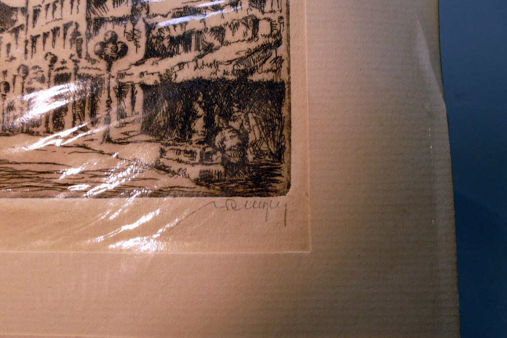 " San Francisco Chinatown "  Hand Signed Etching 1900's