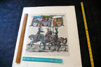 KNIGHT Flag Bearer HAND COLORED ENGRAVING large 21X24"
