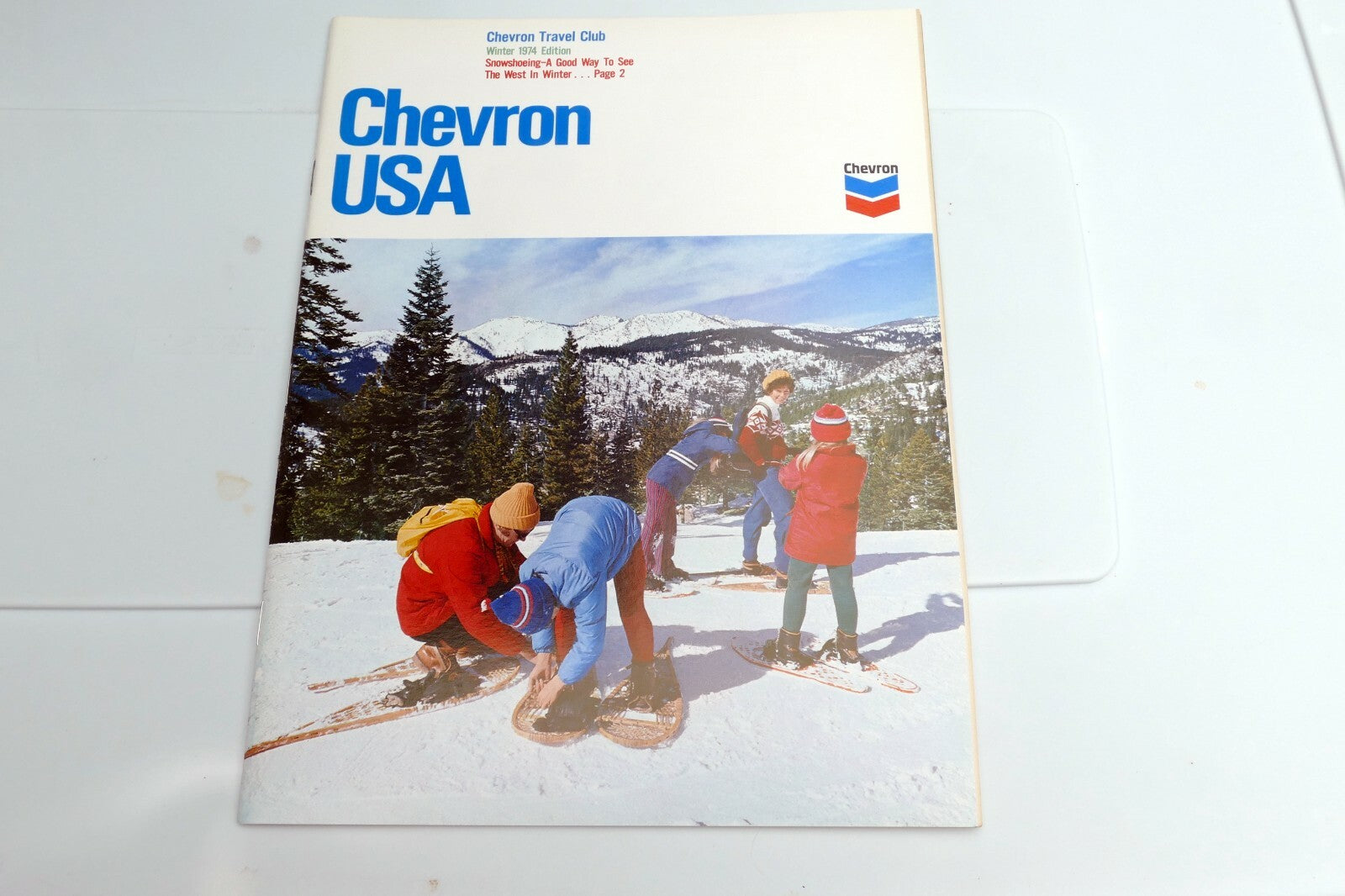 Winter 1974 Chevron USA Travel Club Magazine Snowshoeing Christmas Tennis