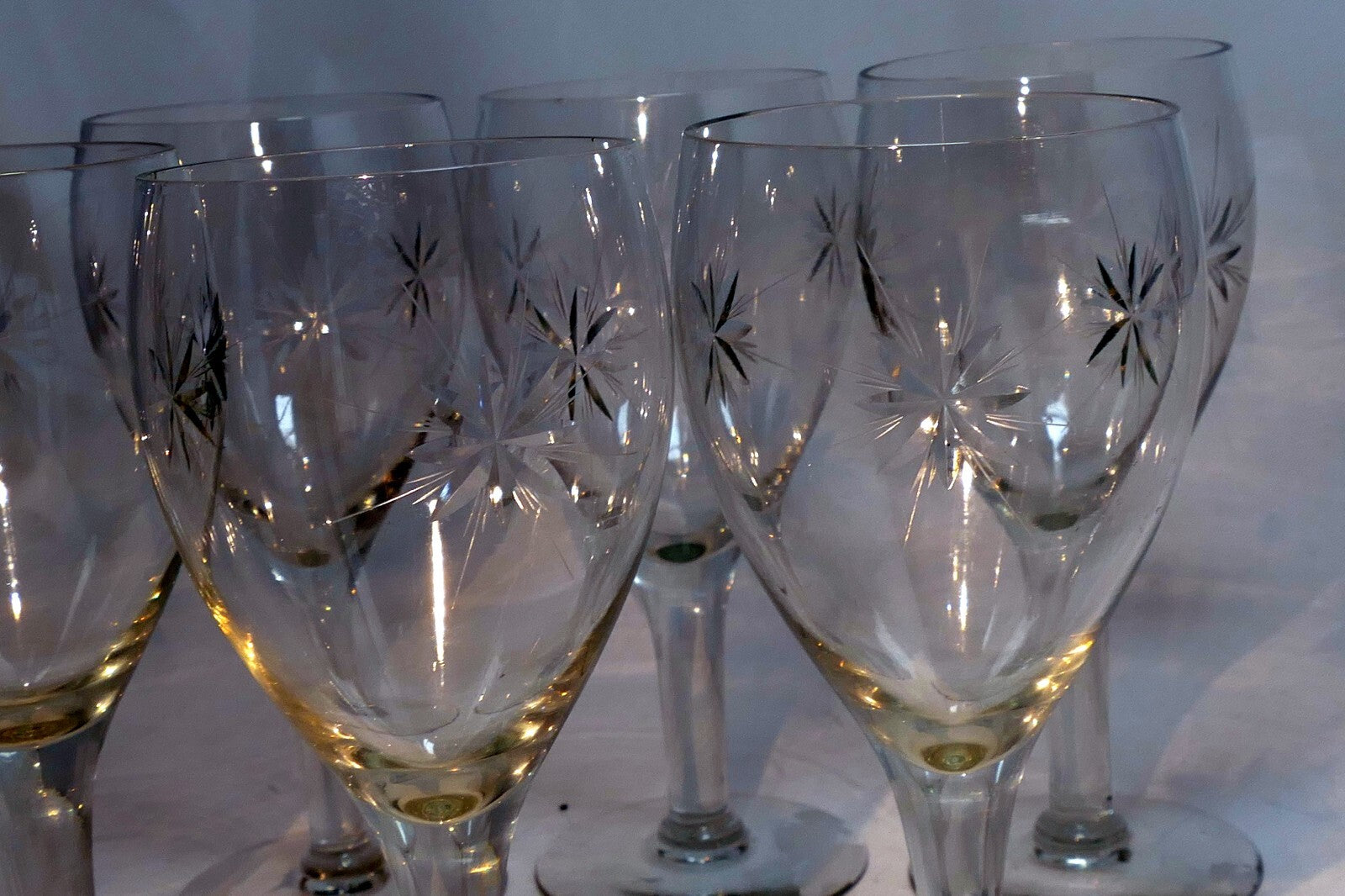 Tiffin franciscan six point star wine glass goblet 718403 set of 6 lot twinkle