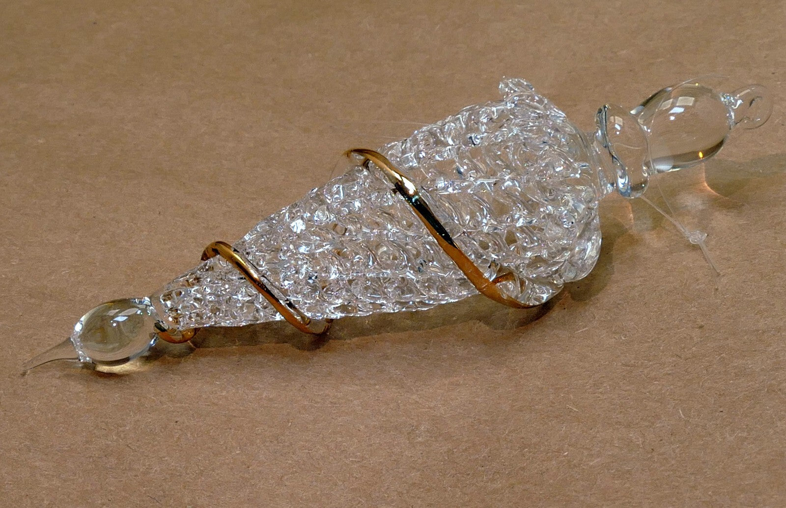 Christmas  Silvestri crystal icicle glass gold  4.5" hanging ornament