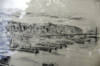 San Francisco harbor print Golden Gate Water front 1940's California USA
