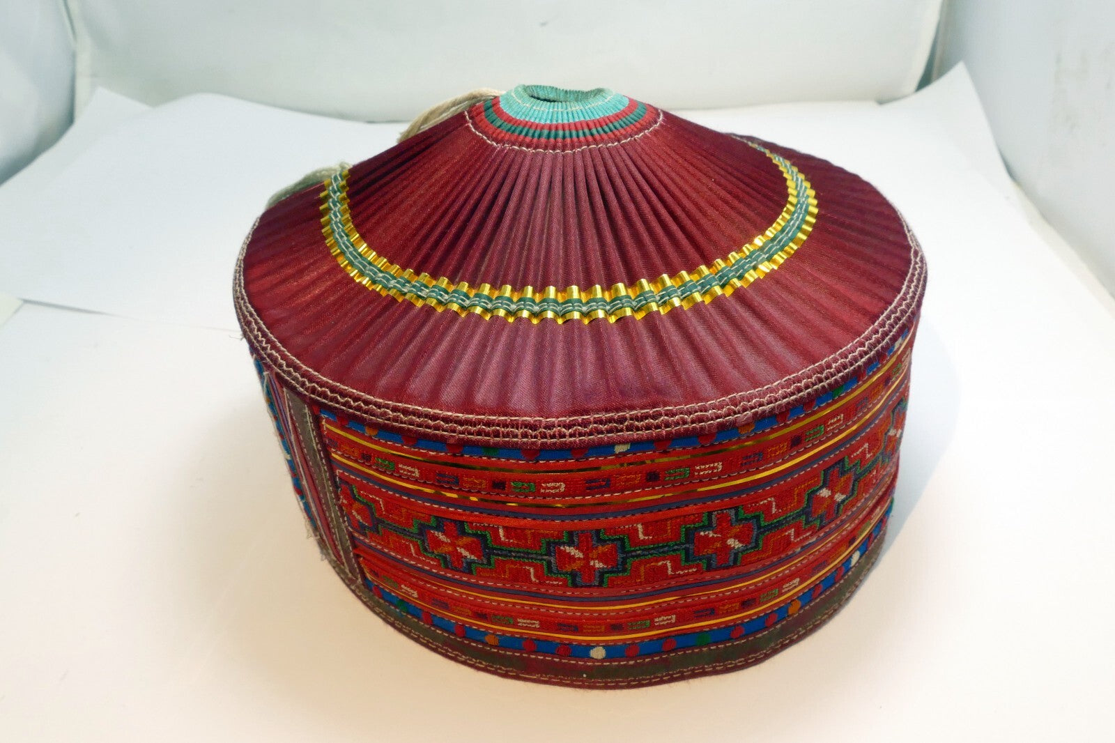 Chinese ethnic Miao people's embroidered girl hat Vintage hand made