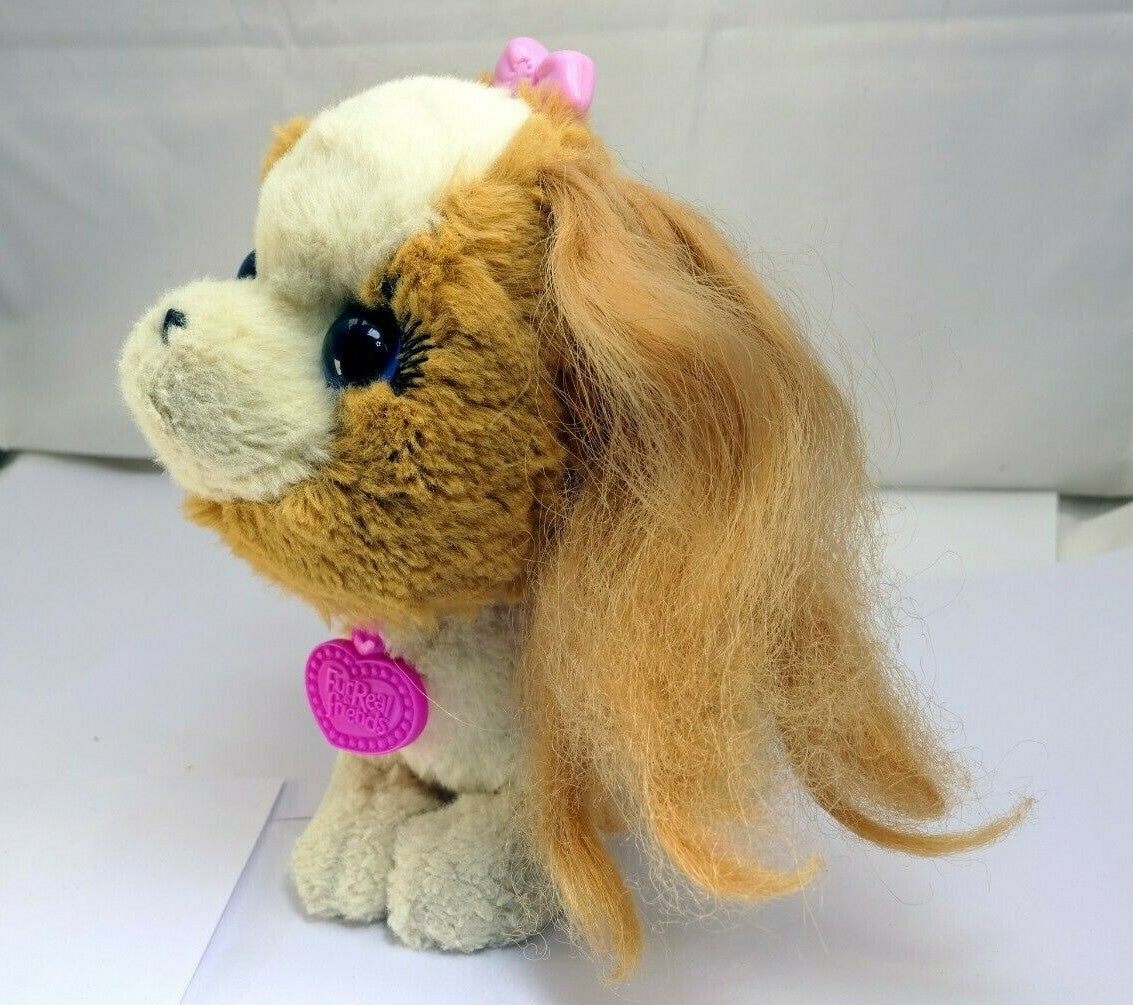Hasbro furreal friends brown white dog barks 10" large