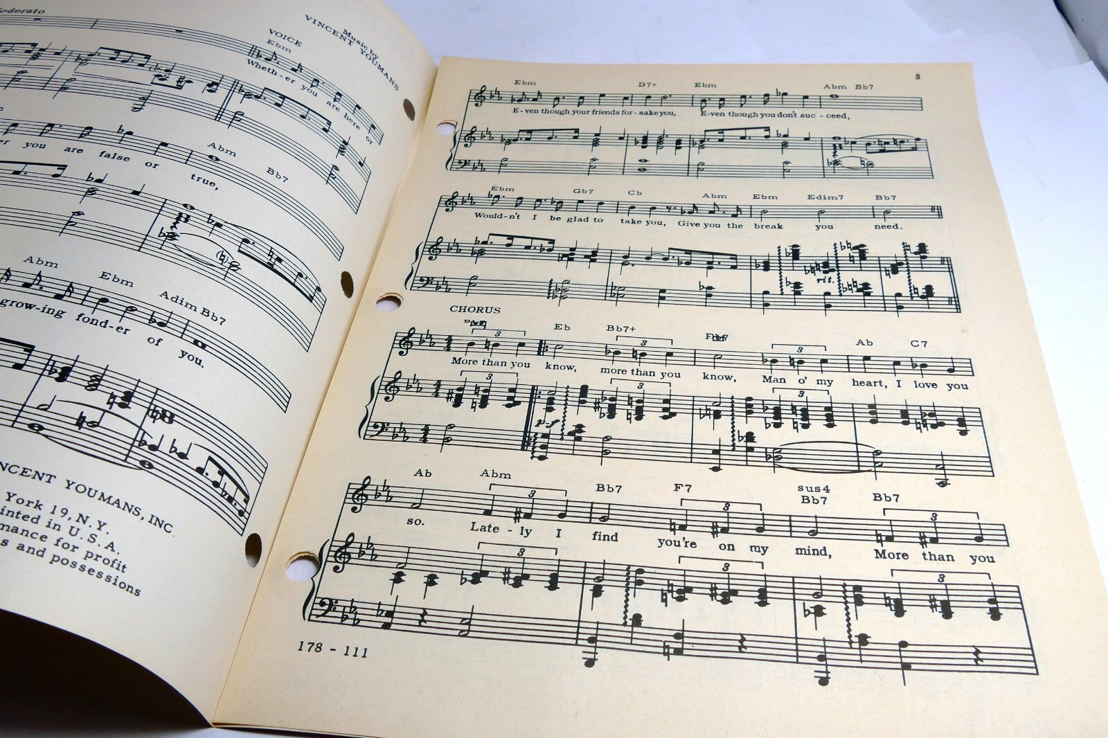More Than You Know  Rose Eliscu Vincent Youmans   1956 Sheet Music