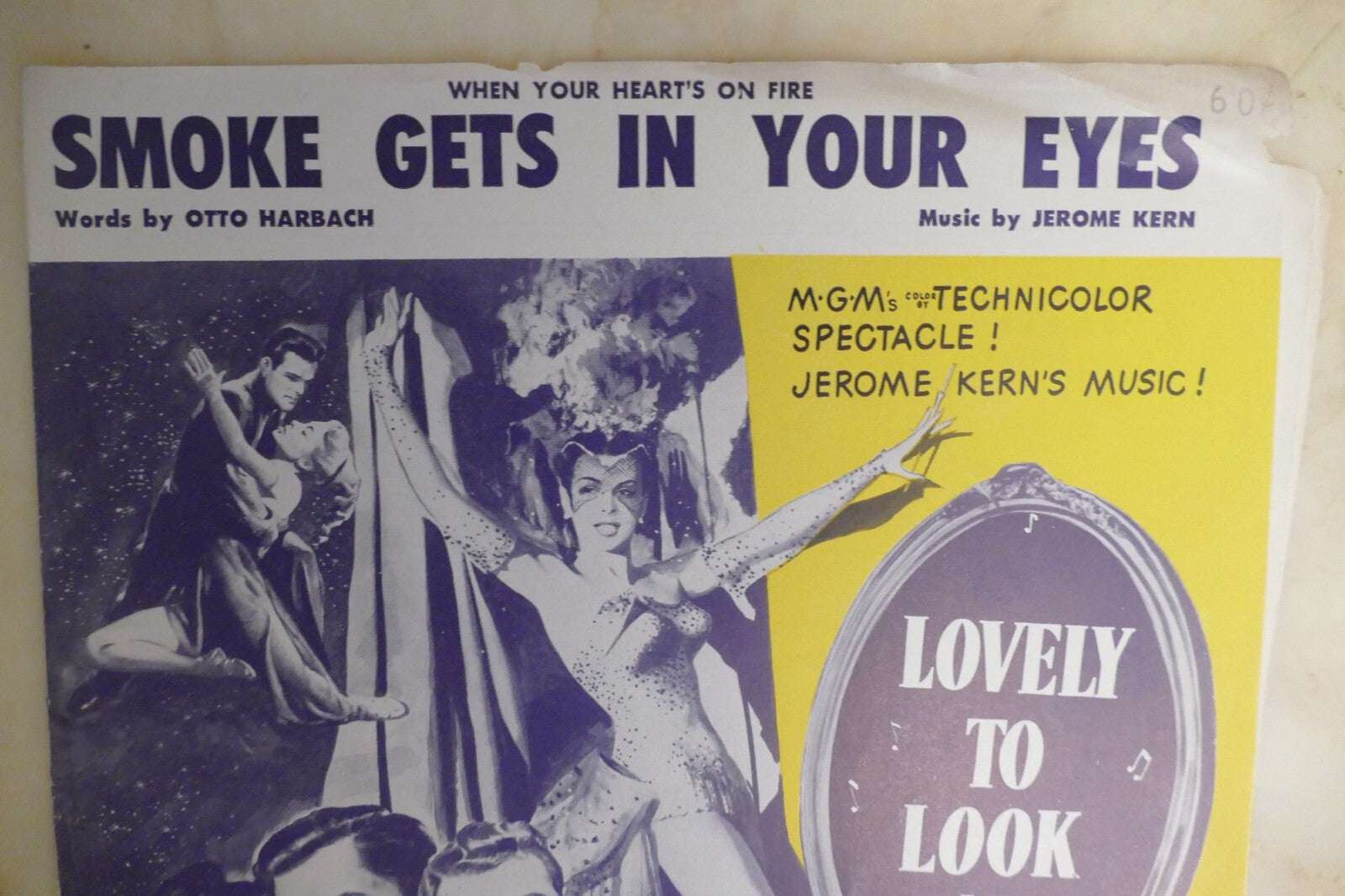 Smoke gets in your eyes sheet music 1933 by jerome kern from lovely to look at