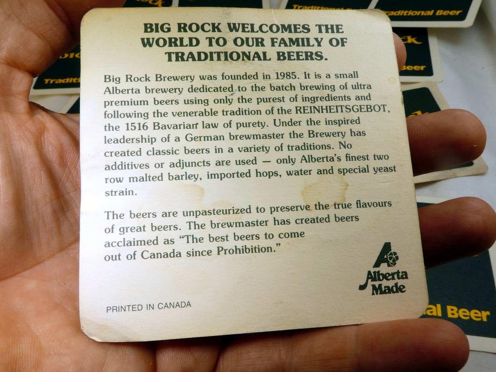 BIG ROCK Brewery Alberta Canada Bar Coaster Beer lot 15