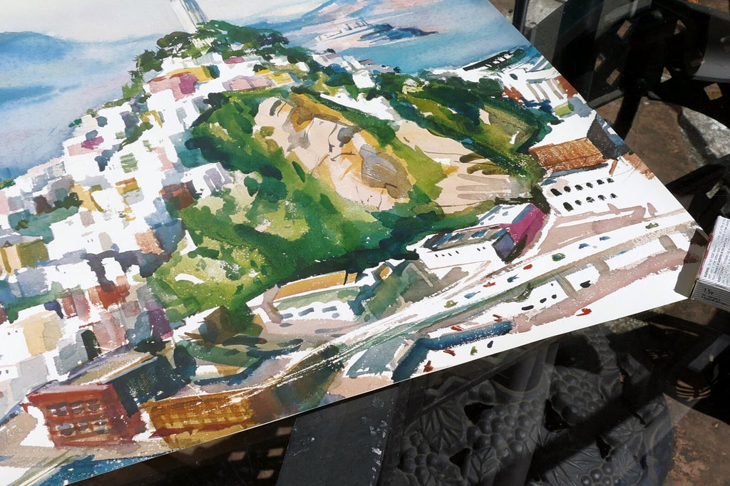 Coit Tower San Francisco Watercolor Print Signed Cecile Johnson California USA