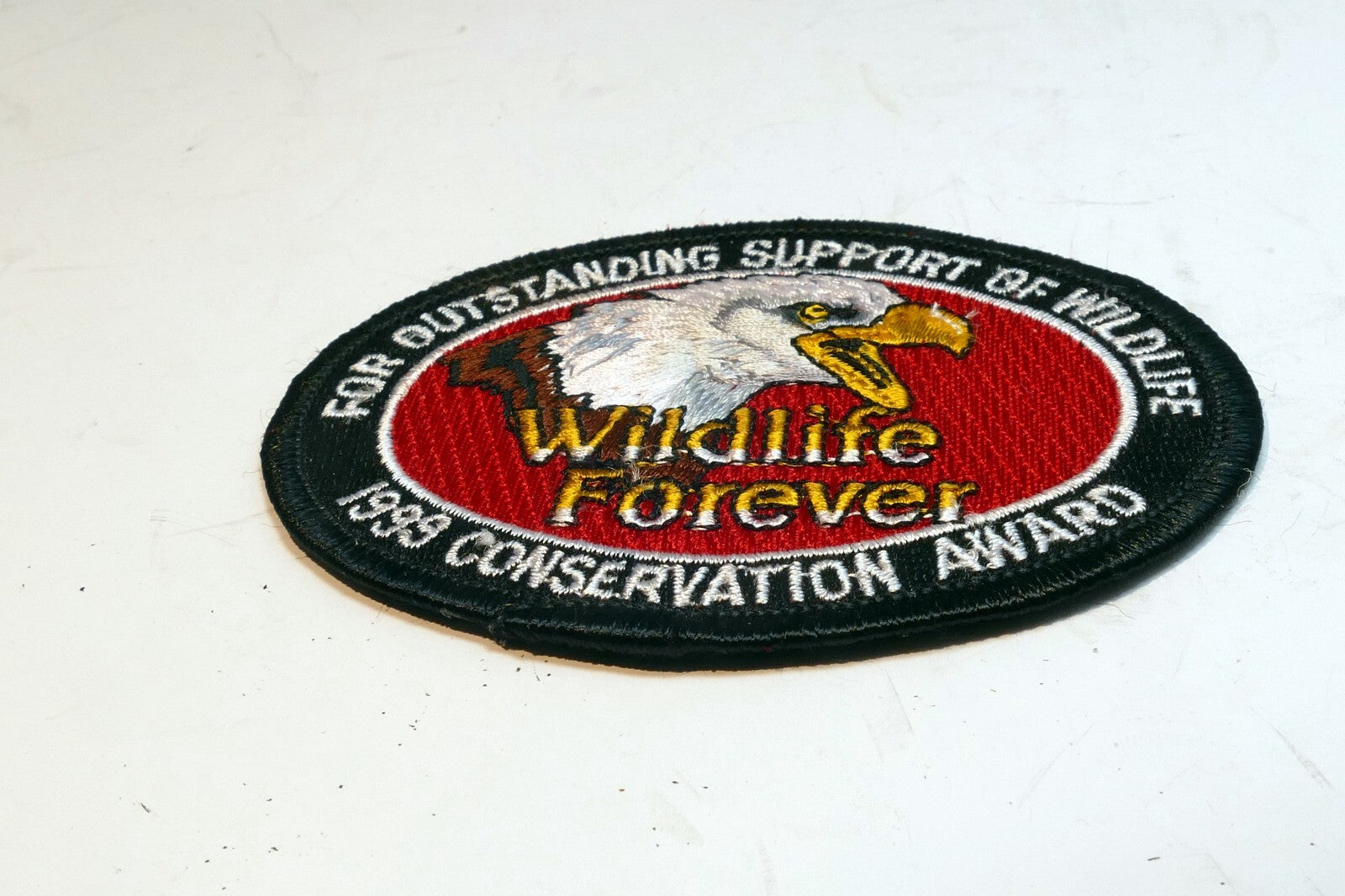 WILDLIFE FOREVER Embroidered Iron On Patch Badge Eagle Support 1999 Conservation