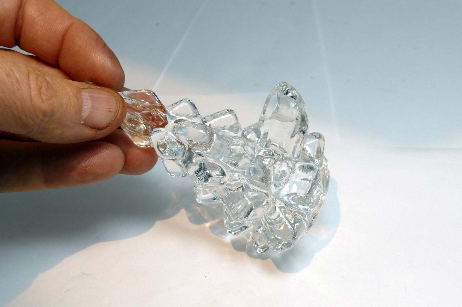 Clear Art Glass Christmas Tree Candle Holders 4" tall