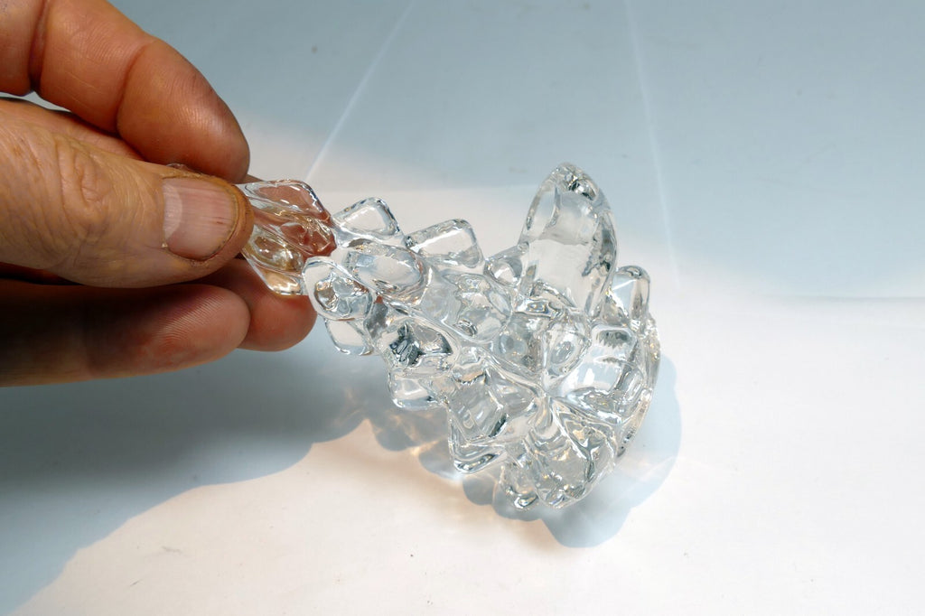 Clear Art Glass Christmas Tree Candle Holders 4" tall