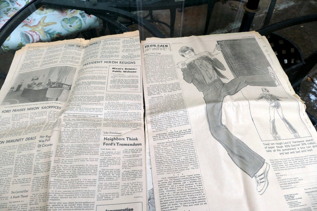 1974 San Francisco Chronicle Nixon Resigns / Watergate Boxscore Plumbers case