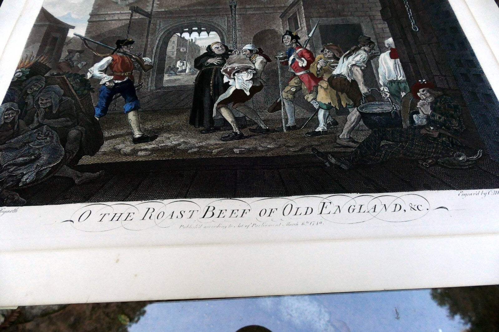 Gate of Calais England 1749  Print William Hogarth Antique Steel Engraving